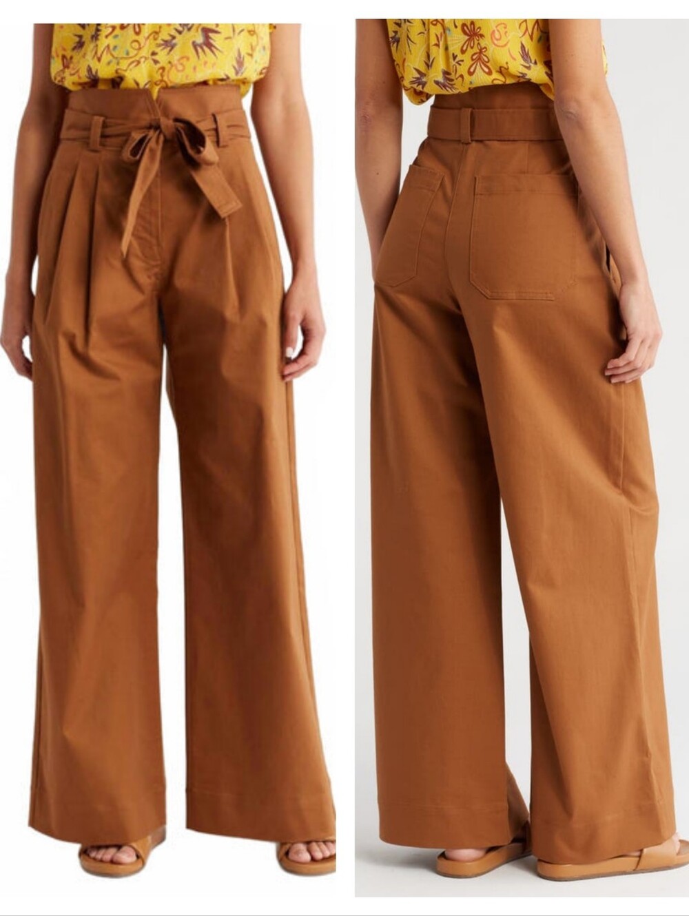 A.L.C emily wide leg Belted pants in Tan burnt terracotta Size 6